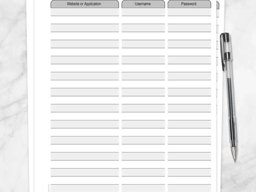 Usernames And Passwords List Printable Account Tracker PDF Printable Planning