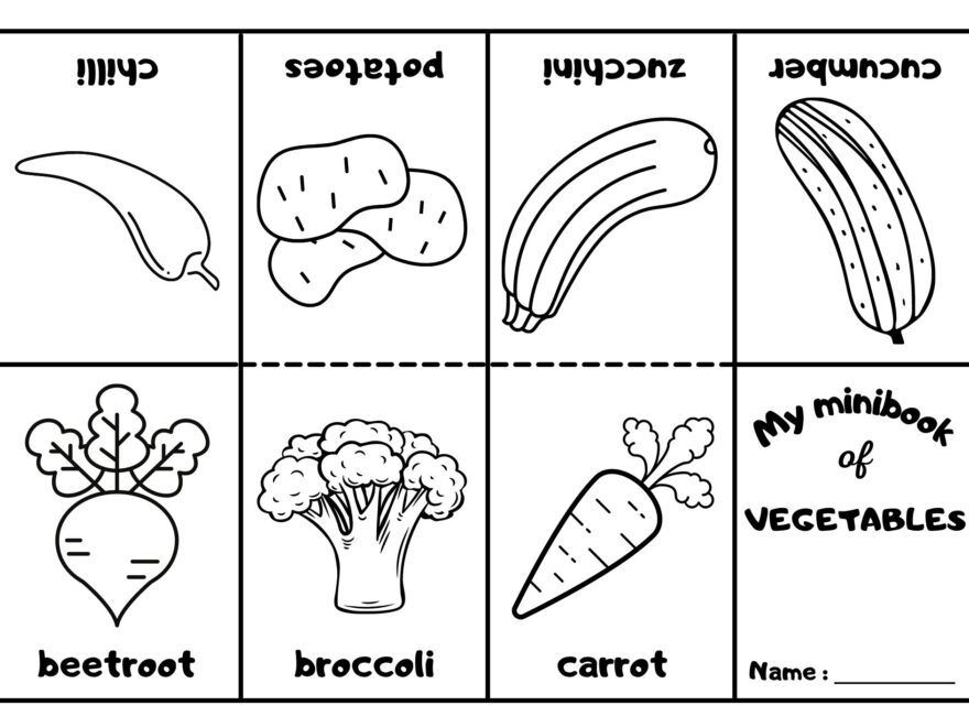 Vegetables Mini Coloring Book Ezpzlearn