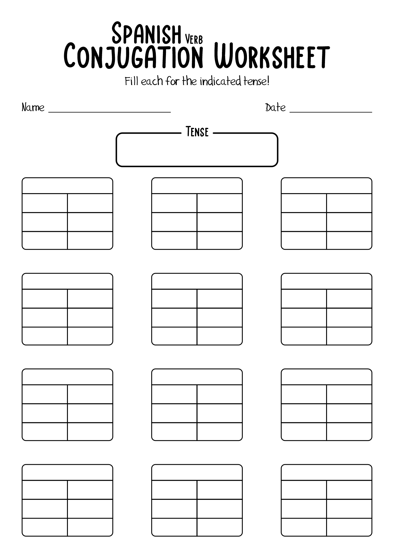 Verb Conjugation Template