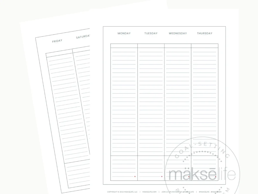 Vertical Weekly Spread Free Printable MakseLife