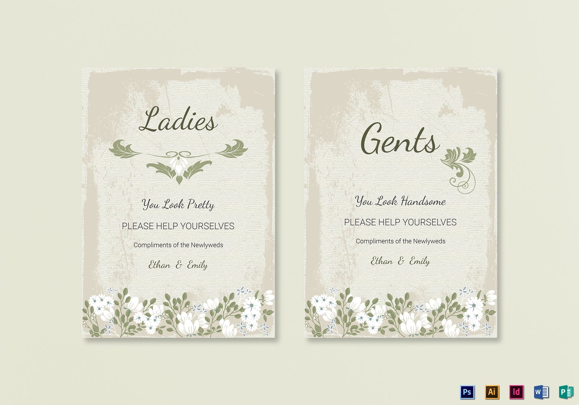 Vintage Wedding Bathroom Signs Template In PSD Word Publisher Illustrator InDesign Vintage Wedding Bathroom Signs Template In PSD Word Publisher Illustrator InDesign