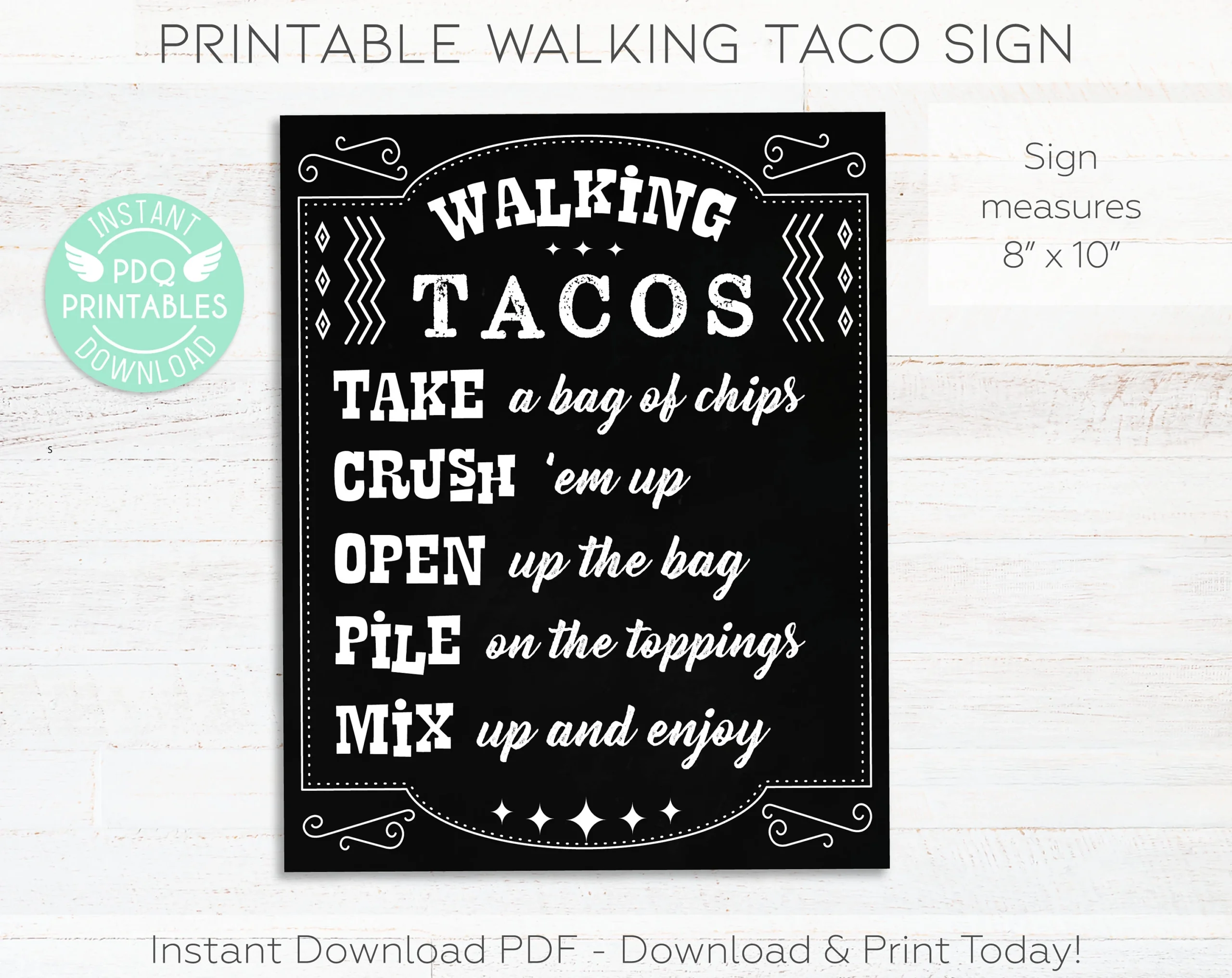 Walking Taco Bar Sign Free Printable