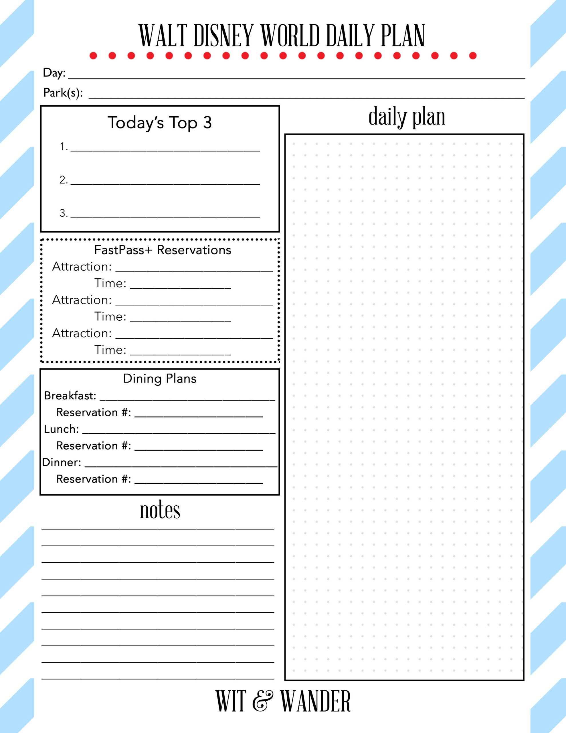 Printable Disney Daily Planner