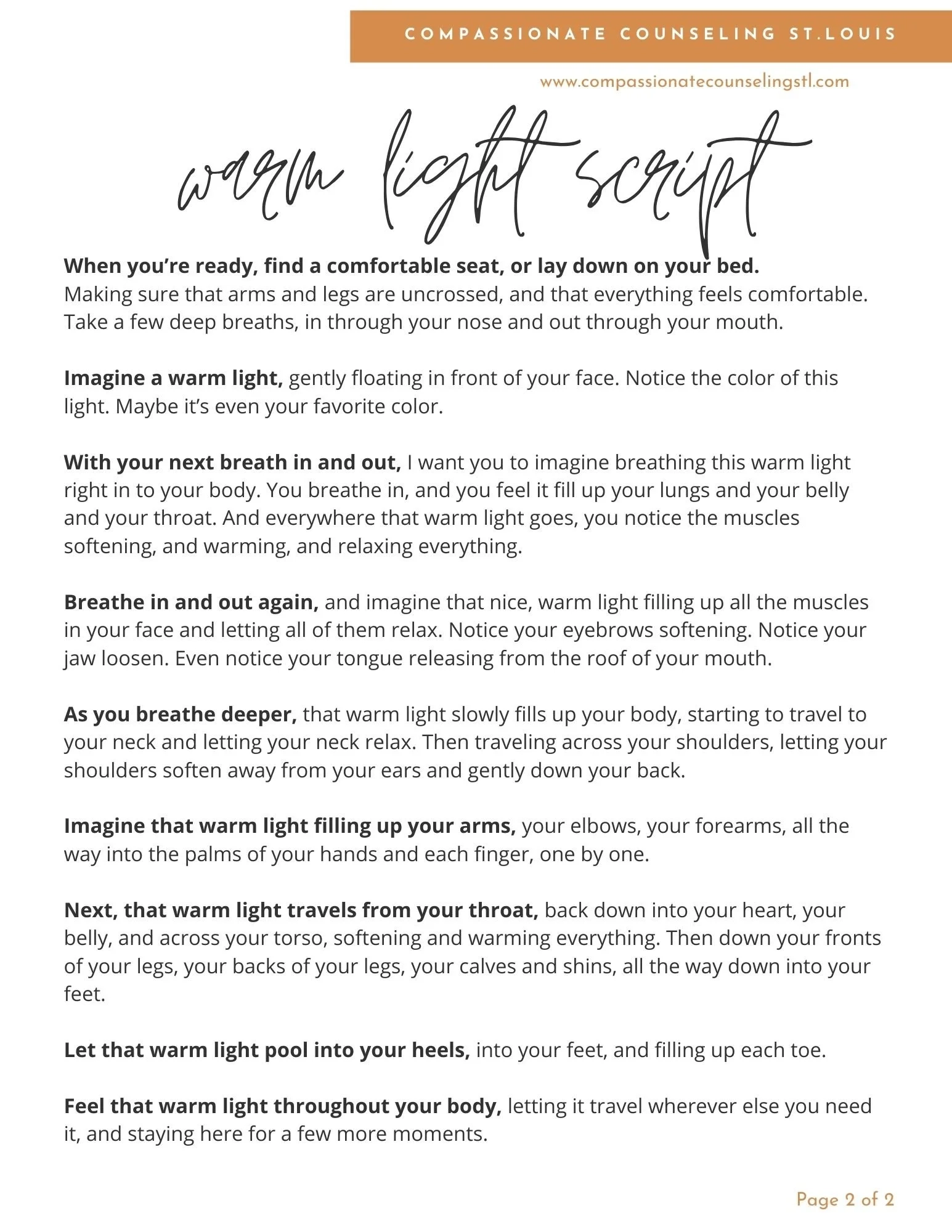 Warm Light Guided Meditation For Kids Teens And College Students Compassionate Counseling St Louis