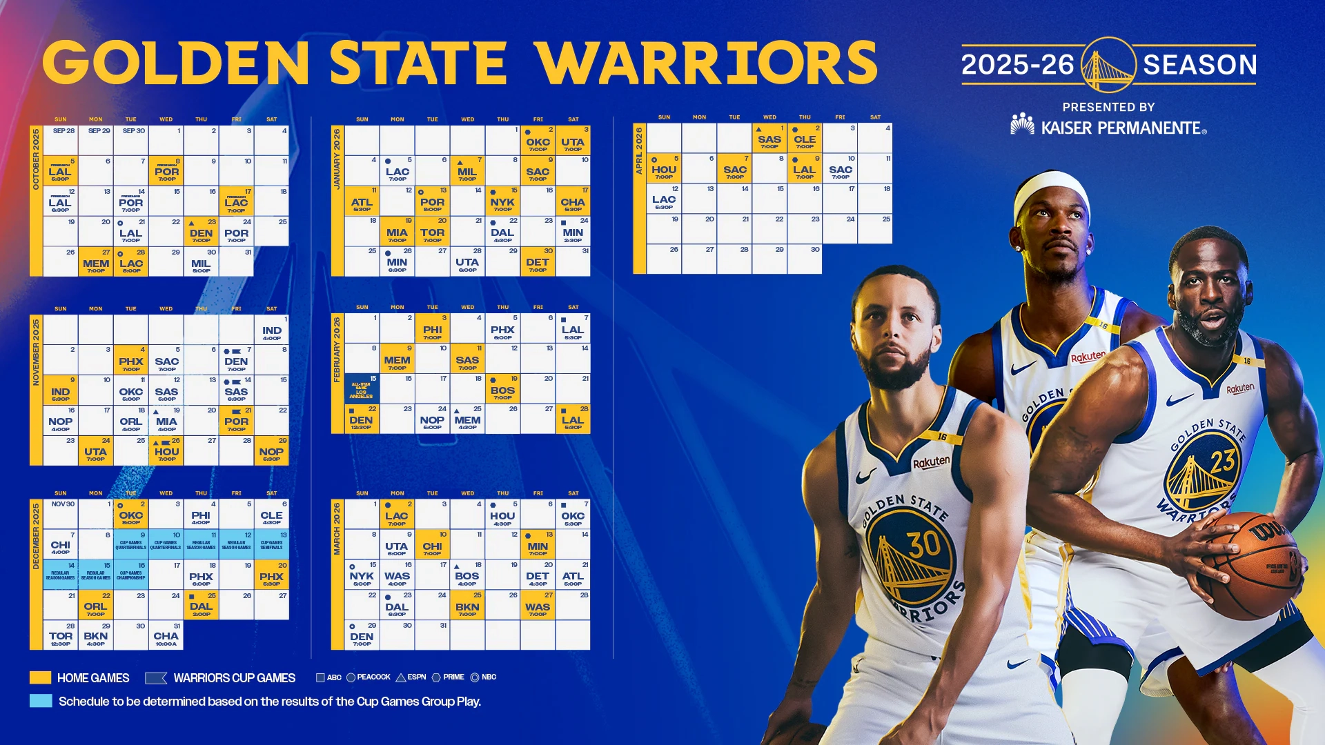 Golden State Warriors Schedule 2026 Printable