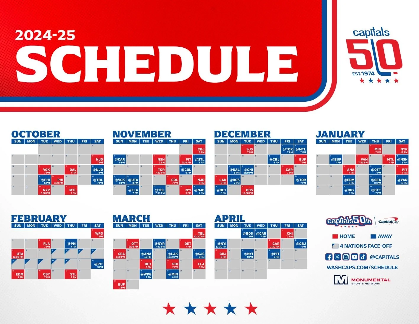 Washington Capitals 2024 2025 Schedule R caps