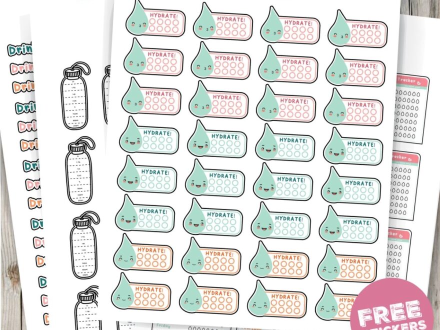 Water Tracker Stickers Free Printable And Digital Planner Stickers Worksheets Library