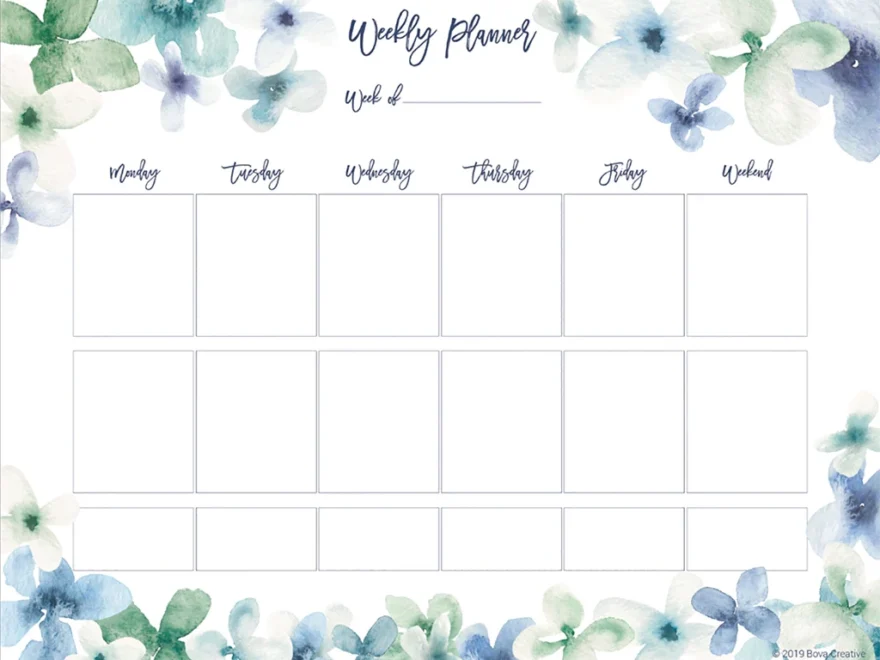 Watercolor Floral Weekly Planner Pad Jenny Bova Art Design