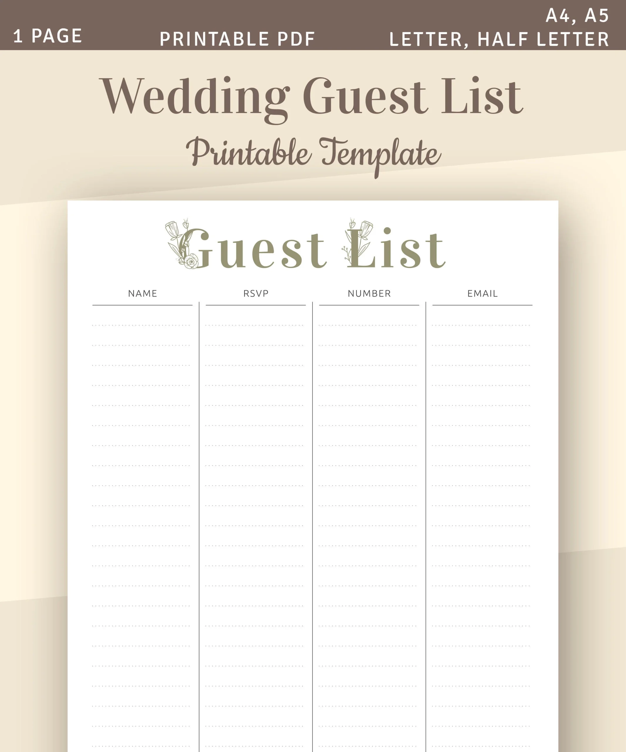 Guest List Printable Template