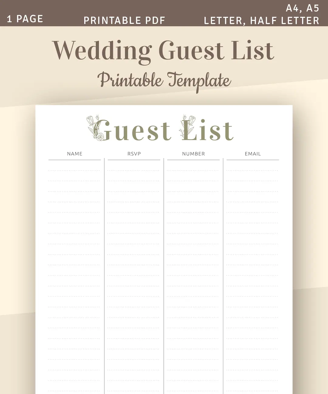 Printable Guest List Organizer