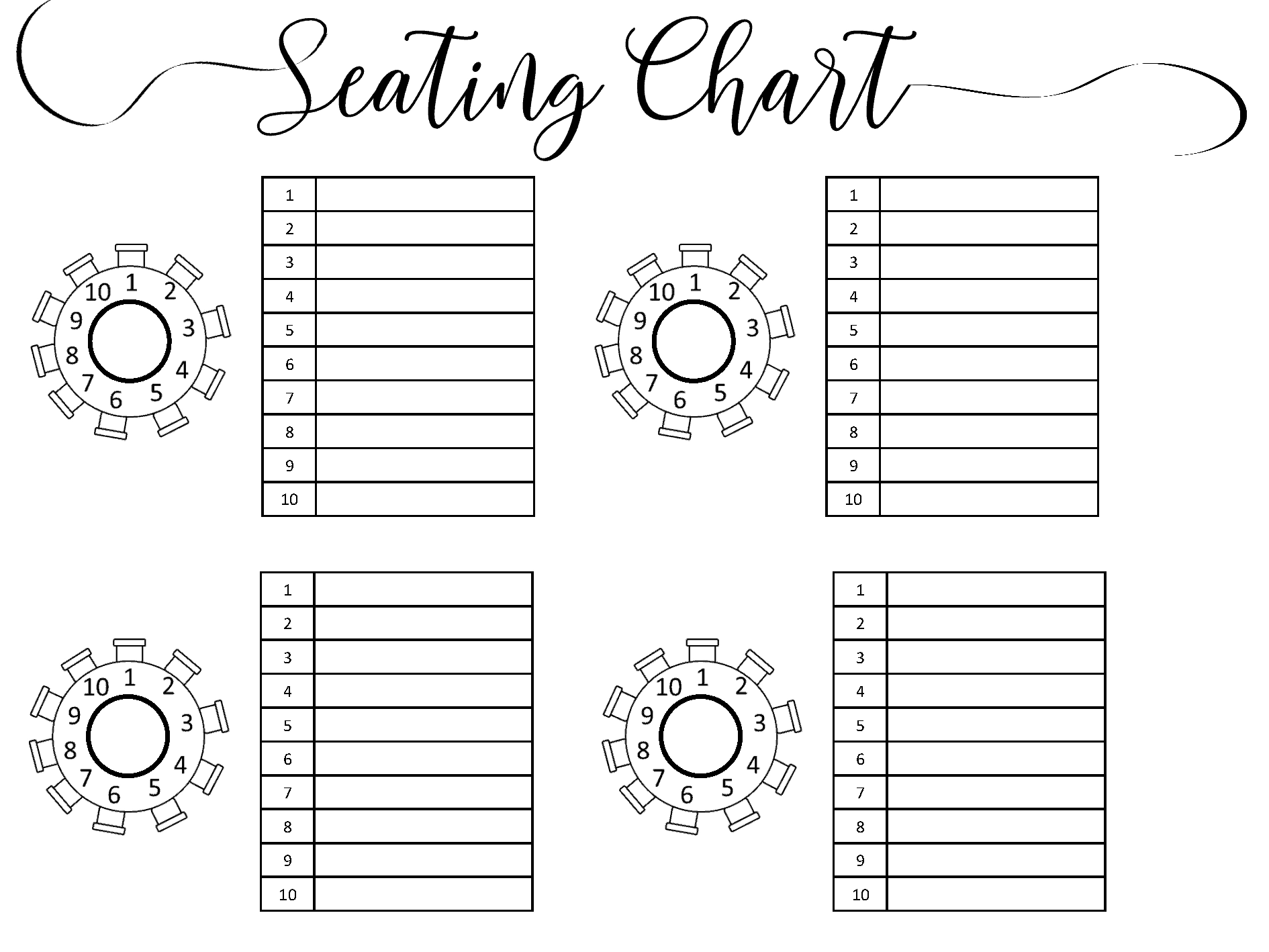 Wedding Seating Chart Typeable PDF Word Excel Wedding Seating Chart Typeable PDF Word Excel