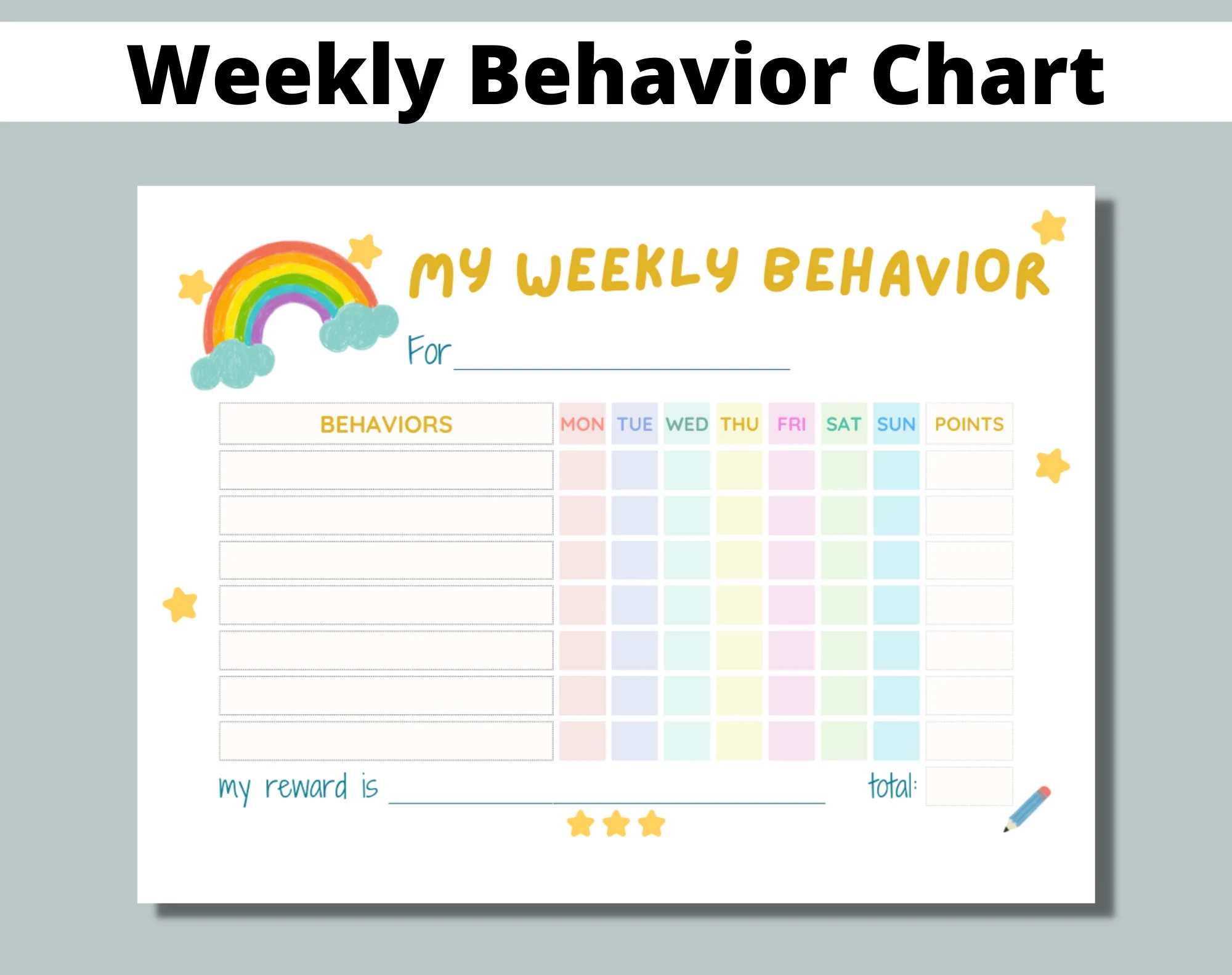 Printable Weekly Sticker Chart Printable Weekly Sticker Chart