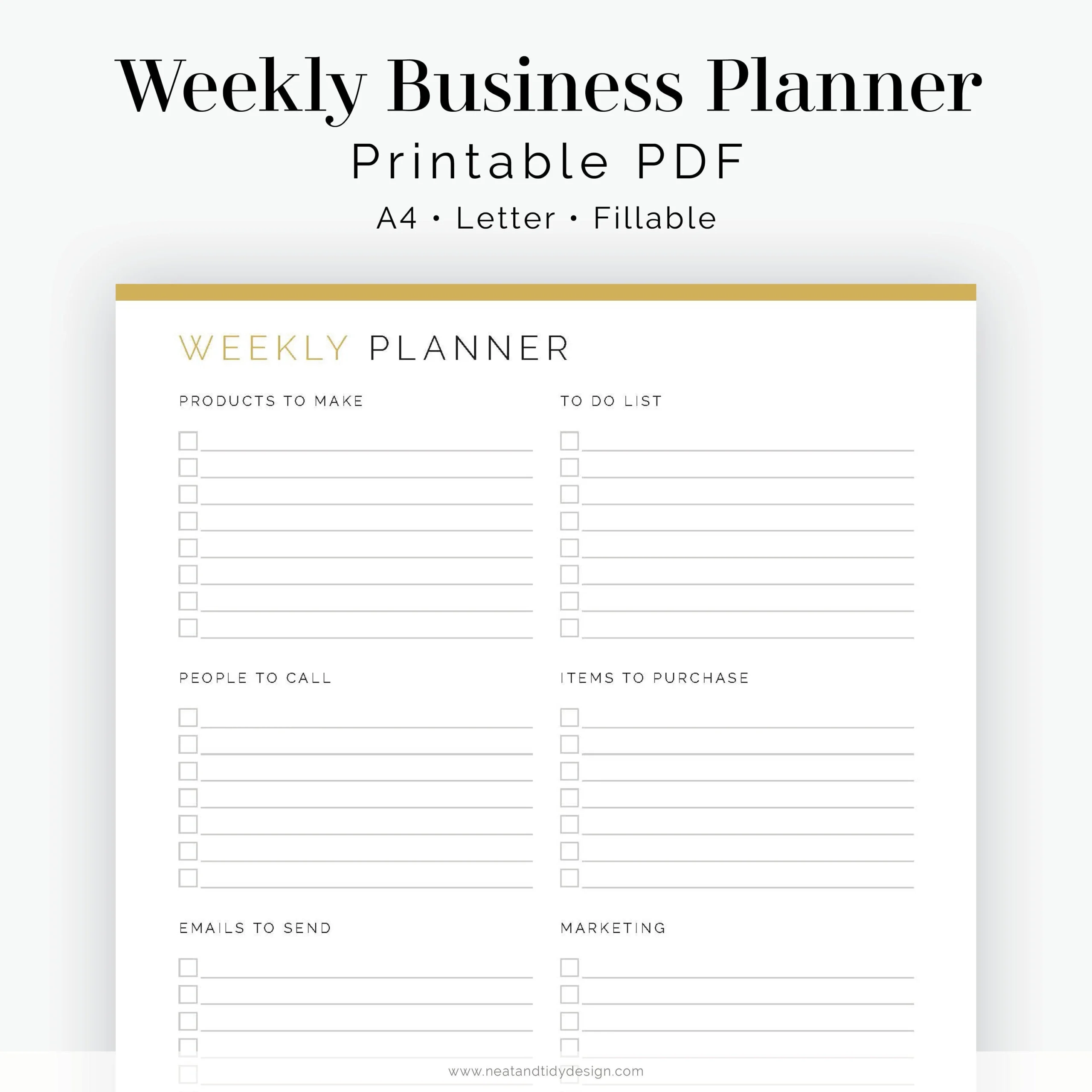 Weekly Business Planner Fillable Printable PDF Business Planner Business To Do List Instant Download Etsy Israel