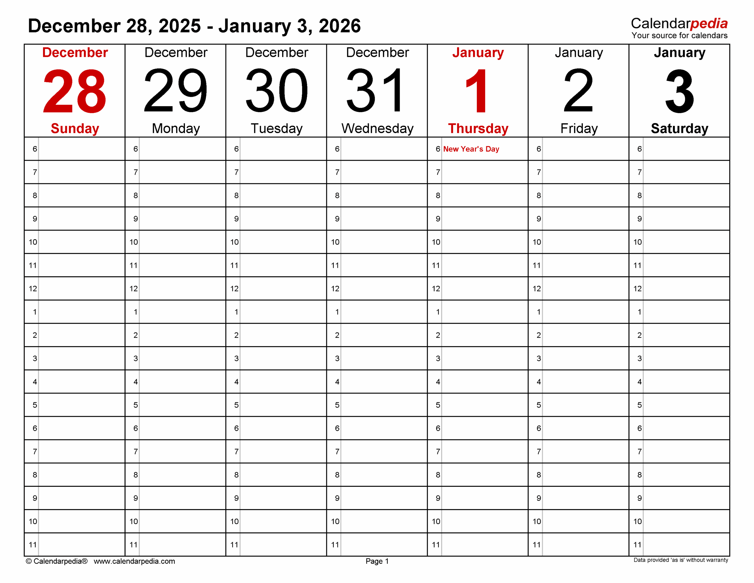 Weekly Calendars 2026 For PDF 12 Free Printable Templates