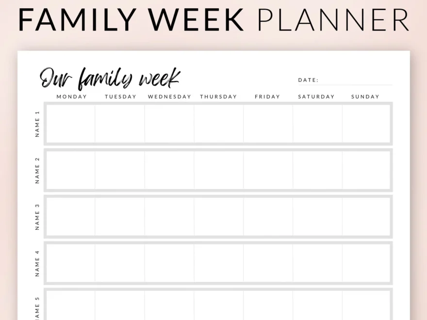 Weekly Family Planner Printable EDITABLE CANVA Planner Template Personalized Family Of Five Weekly Calendar Schedule Digital Download Etsy