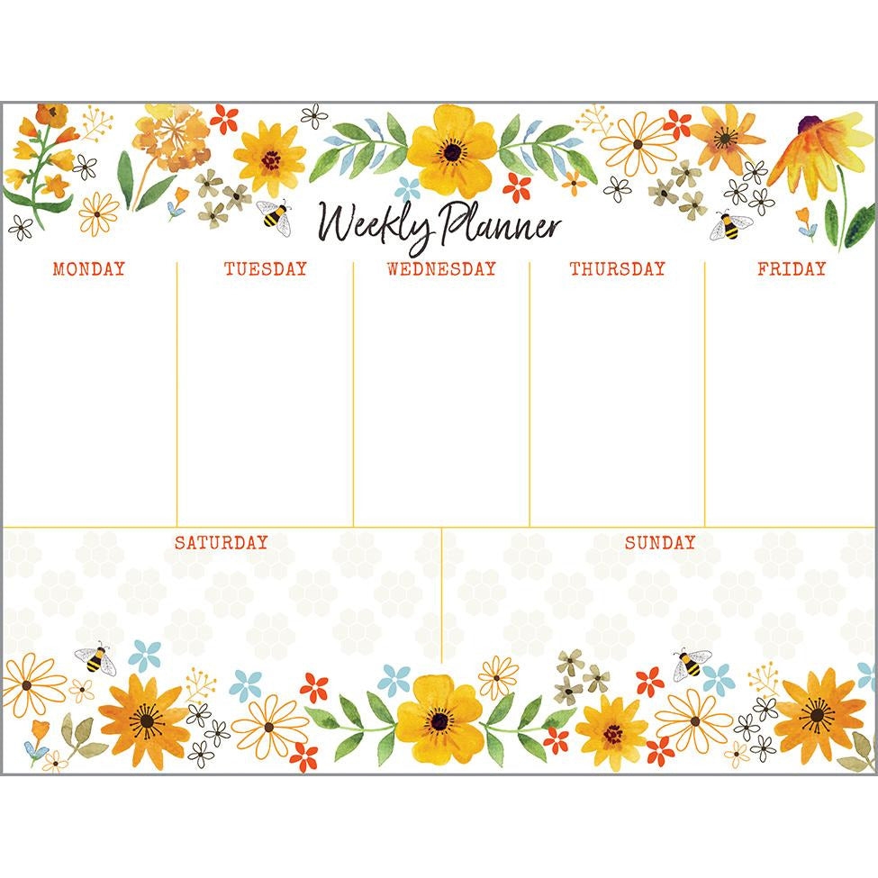 Weekly Planner Pad Bees Flowers And Honeycombs Gina B Designs Worksheets Library