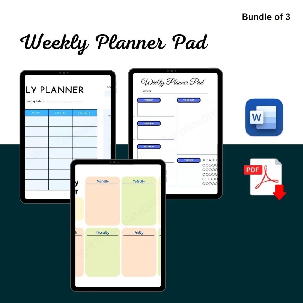 Weekly Planner Pad Printable Template In PDF Word Excel Weekly Planner Pad Printable Template In PDF Word Excel