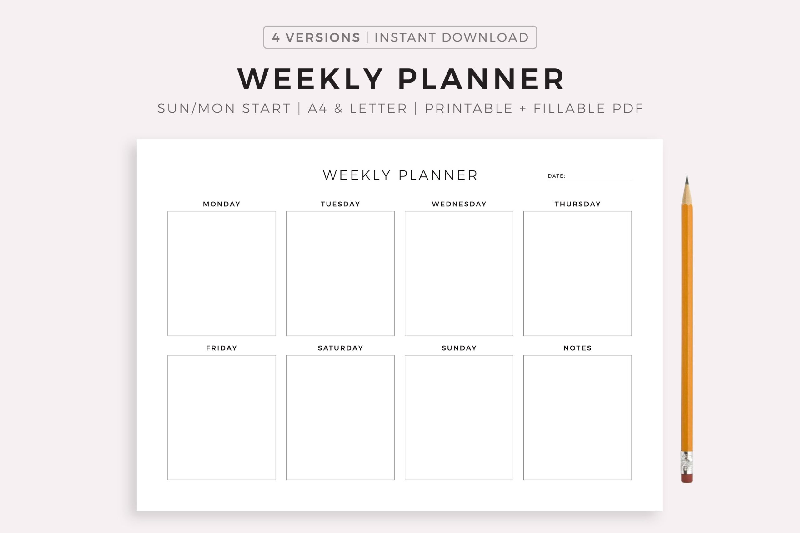 Weekly Planner Printable Landscape