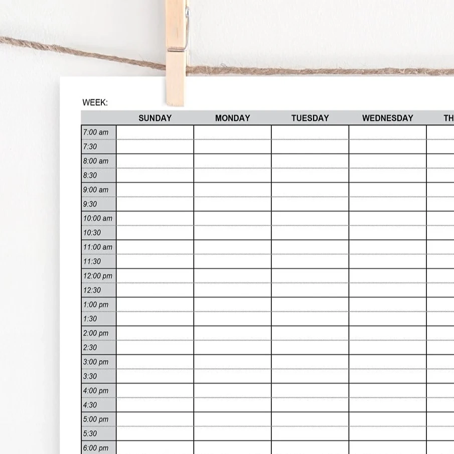 Printable By Half Hour Planner Printable By Half Hour Planner