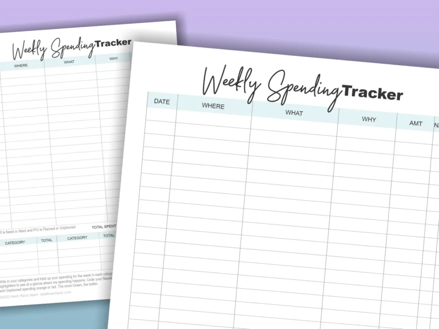 Weekly Spending Tracker Free Printable Debt Free Charts