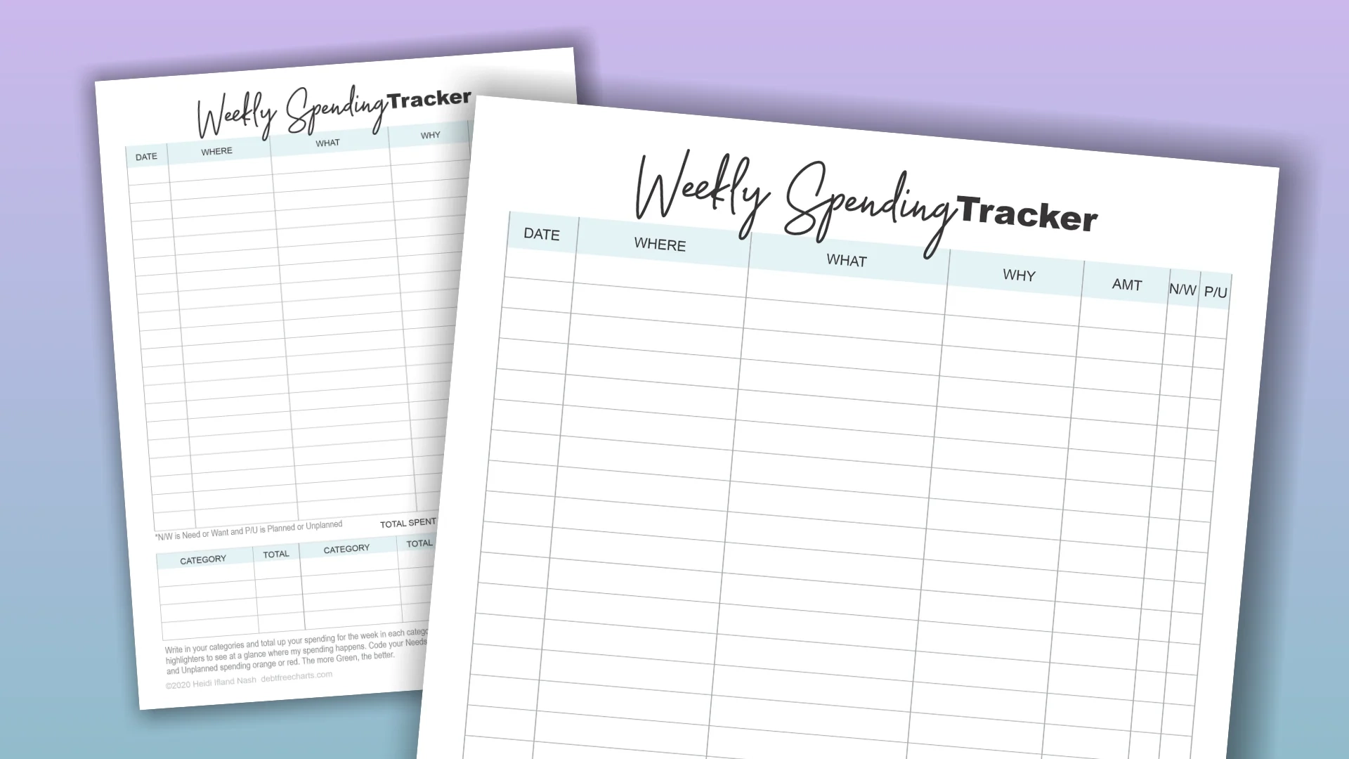 Weekly Spending Tracker Free Printable Debt Free Charts