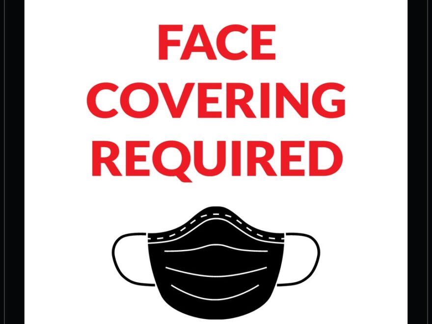 Welcome Face Covering Required Thank You With Icon Portrait Wall Sign