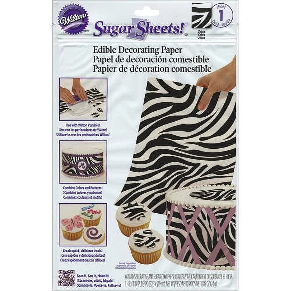 Wilton 8 x11 Sugar Sheet Zebra Print 1 Pc 710 2943 Walmart