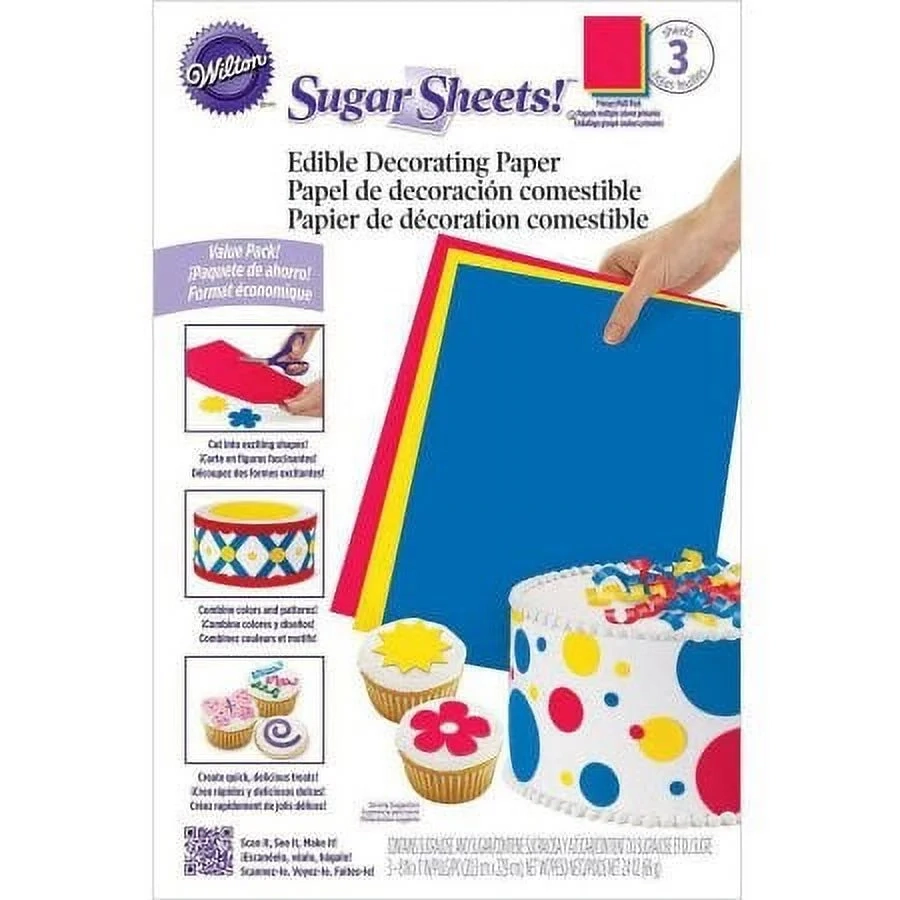 Wilton Sugar Sheets Edible Decorating Paper Multipack Of 3 Walmart