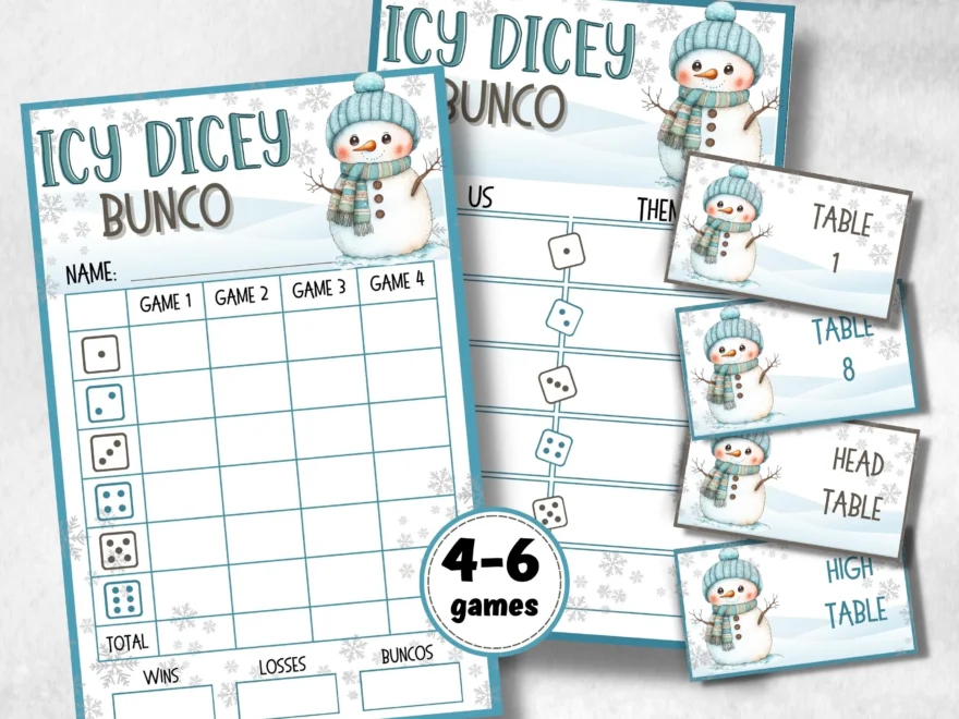 Winter Bunco Night Printable Winter Bunco Score Sheet Winter Bunco Table Cards Bunco Game Tally Sheet Bunco Score Cards December Bunco The Hustling Cat Lady