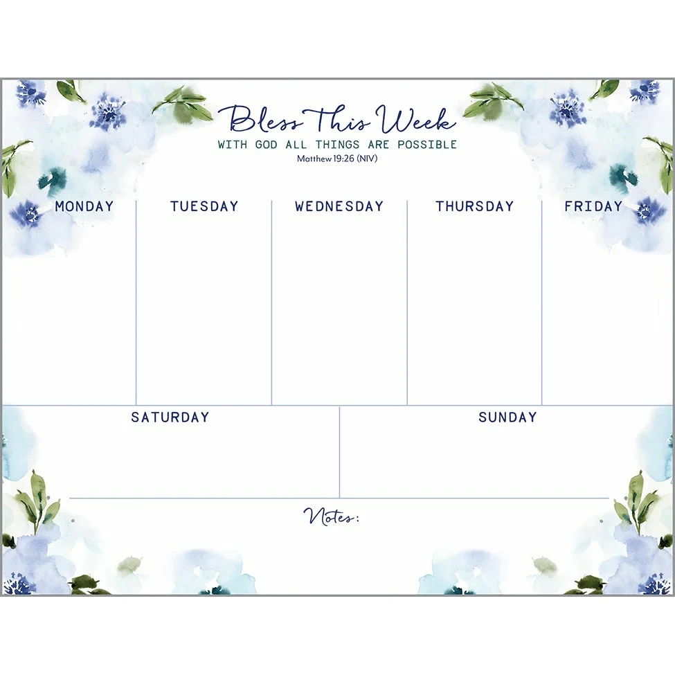 Floral Weekly Planner Pad Printable
