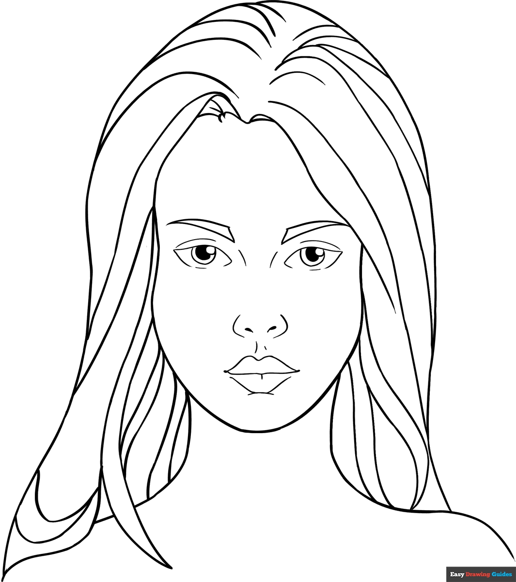 Woman s Face Coloring Page Easy Drawing Guides