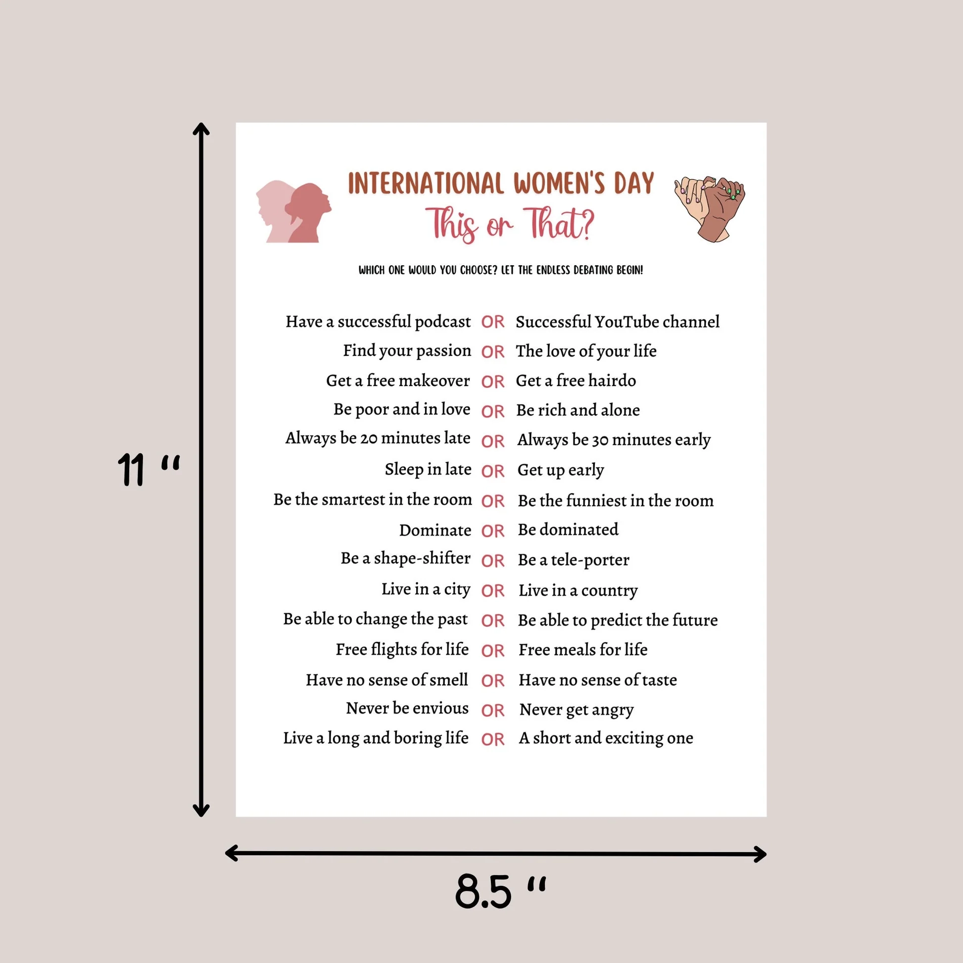 International Womens Day Quiz Printable