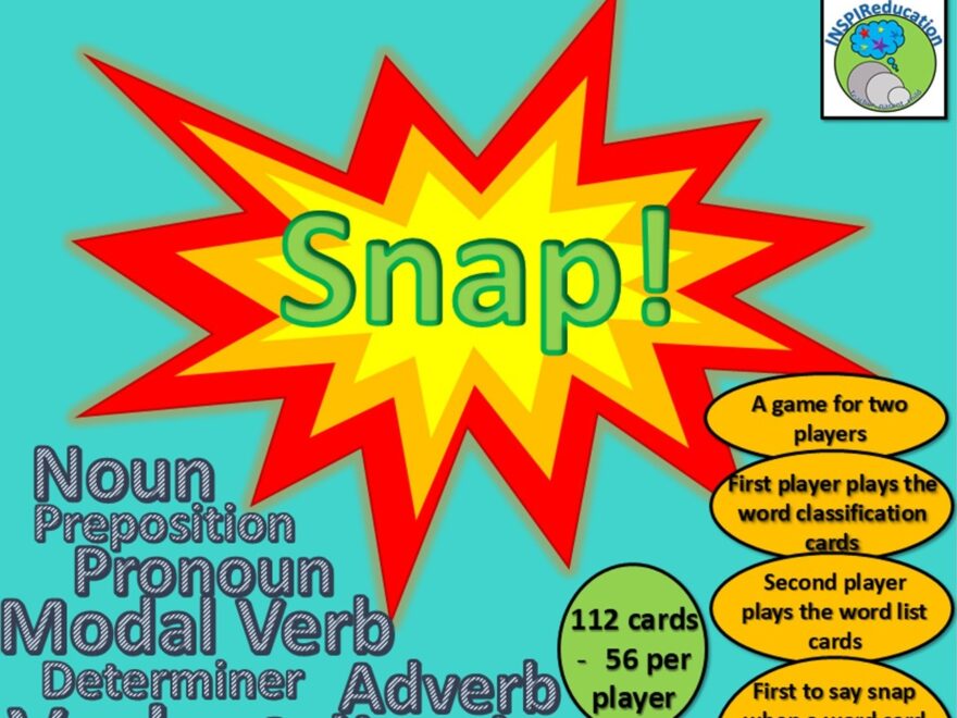 Word Classification Snap Game 9 Word Classes Included Print Cut And Play Amped Up Learning
