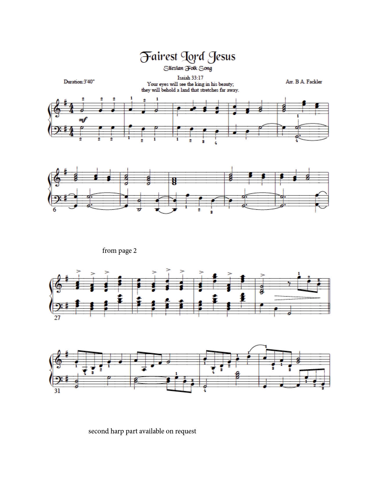 Worship Music For Harp And Harp With Other Instruments Sheet Music For Harp In Church