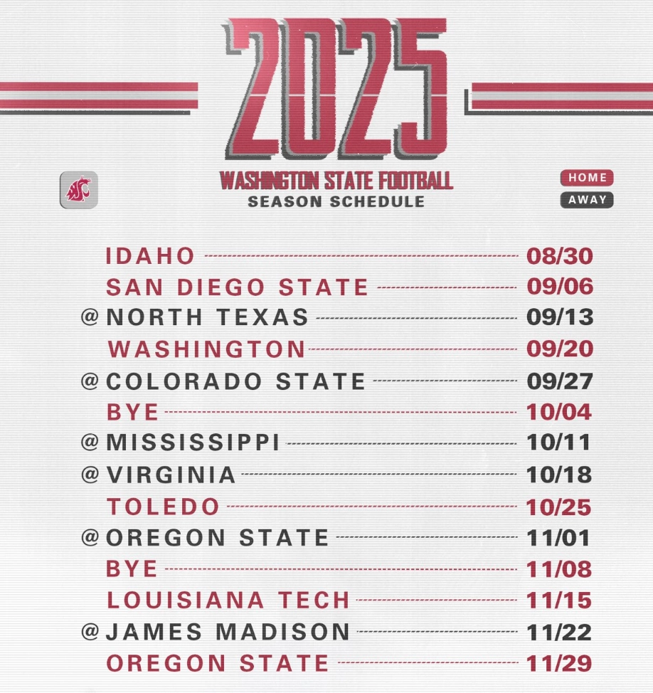 WSU Wraps 2025 Football Schedule With Trip To James Madison WSU Wraps 2025 Football Schedule With Trip To James Madison
