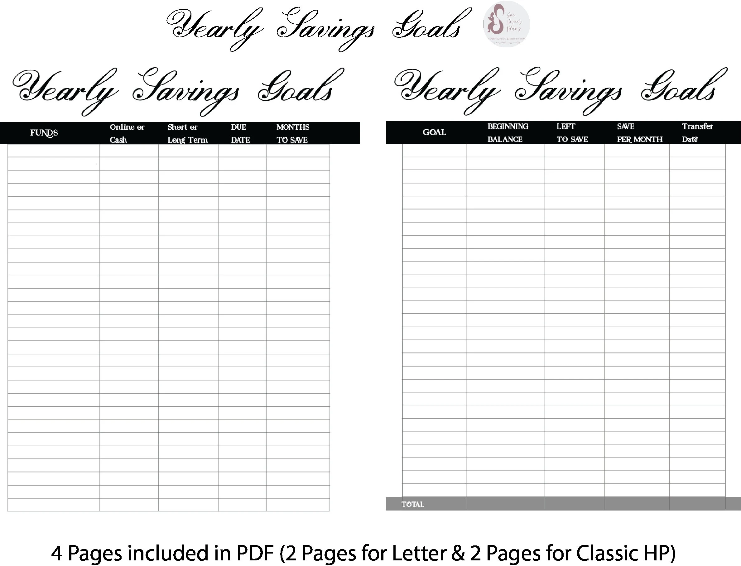Yearly Savings Goal Chart Printable
