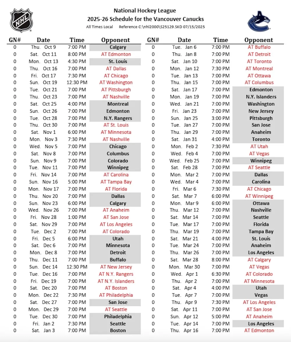 Your Printable Vancouver Canucks 2025 26 Schedule The Province Your Printable Vancouver Canucks 2025 26 Schedule The Province