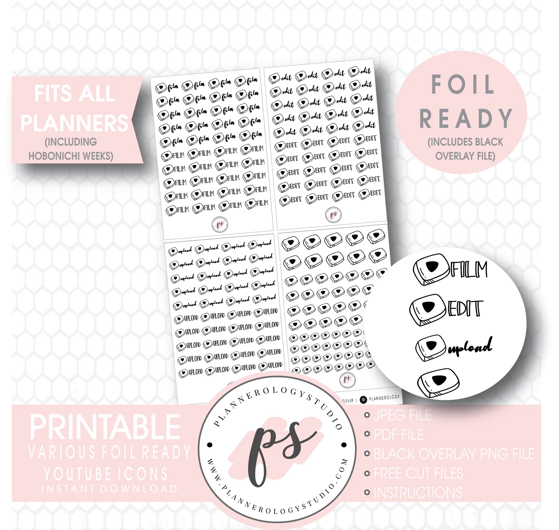 Youtube Film Edit Upload Script Icon Digital Printable Planner S Plannerologystudio