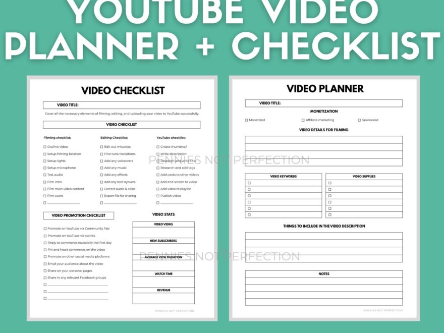 Youtube Video Planner Youtuber Video Organizer Youtube Planner Video Checklist Printable Youtube Planner Printable Etsy